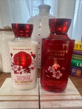 Bath & Body Works Japanese Cherry Blossom Body Wash & Lotion - Red, White